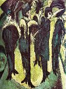 Ernst Ludwig Kirchner fem kvinnor pa gatan oil on canvas